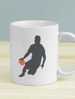 Smaç Basan Basketbolcu Tasarımlı Beyaz Porselen Kupa Bardak