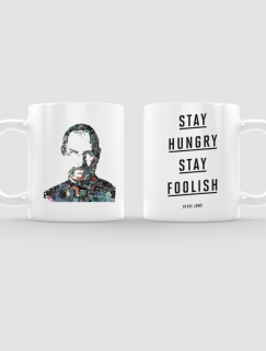 Stay Hungry Stay Foolish Steve Jobs Tasarımlı Beyaz Porselen Kupa Bardak