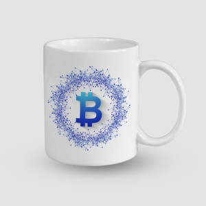 Bitcoin Evreni Tasarımlı Beyaz Porselen Kupa Bardak