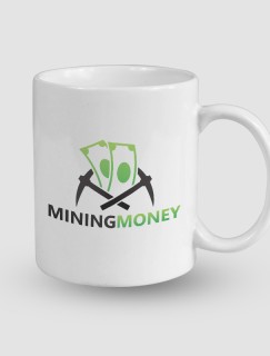 Mining Money Yazılı Beyaz Porselen Kupa Bardak