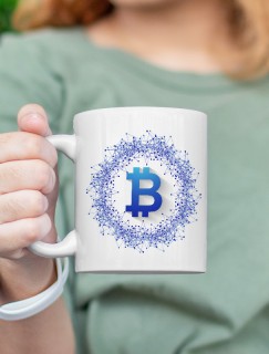 Bitcoin Evreni Tasarımlı Beyaz Porselen Kupa Bardak