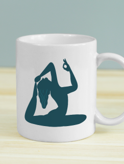 Yoga Yoga Tasarımlı Beyaz Porselen Kupa Bardak