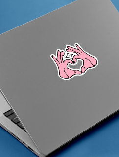 Kalp Yapan Eller Tasarımlı Laptop Stickerı