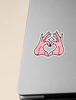 Kalp Yapan Eller Tasarımlı Laptop Stickerı