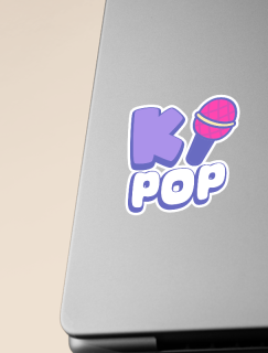 K-Pop Mikrofonlu Laptop Sticker