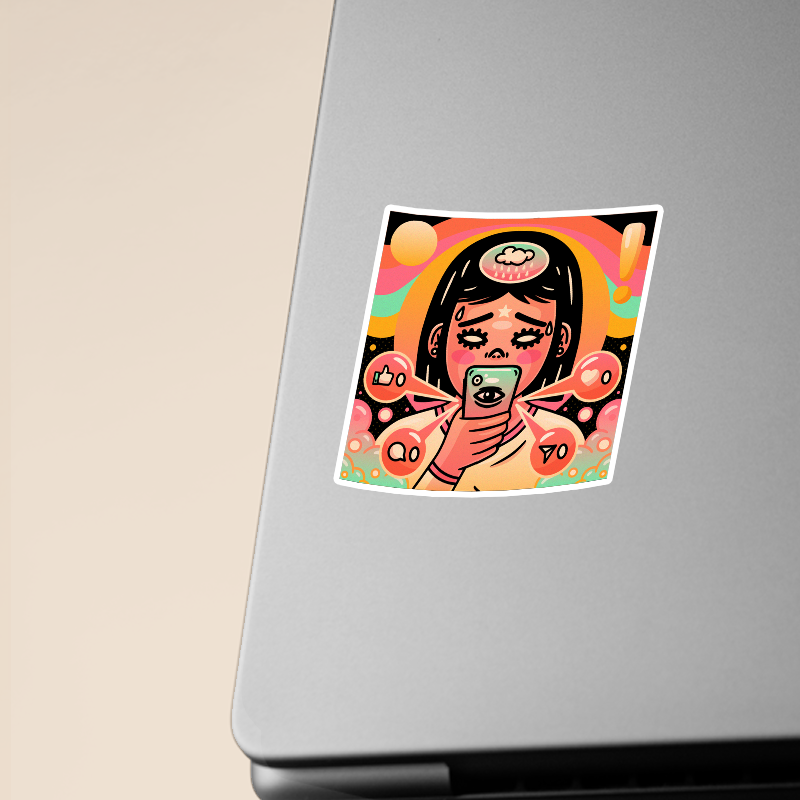 Sad Influencer Temalı Laptop Sticker