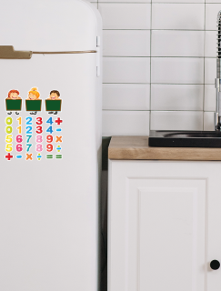 Sevimli Tahta ve Rakamlar Tasarımlı Matematik Etkinlik Buzdolabı Magneti