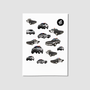 Polis Arabaları Tasarımlı A4 Kağıt 13'lü Çocuk Sticker Seti