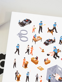 Polisler Tasarımlı A4 Kağıt 22'li Çocuk Sticker Seti