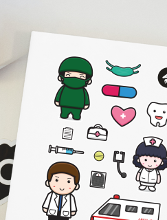 Sevimli Doktor Tasarımlı A4 Kağıt 14'lü Çocuk Sticker Seti