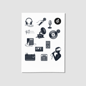 Müzisyenin Günlüğü Tasarımlı A4 Kağıt 13'lü Sticker Seti