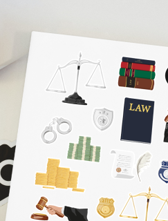 Avukatlık ve Hukuk Temalı A4 Kağıt 13'lü Sticker Seti
