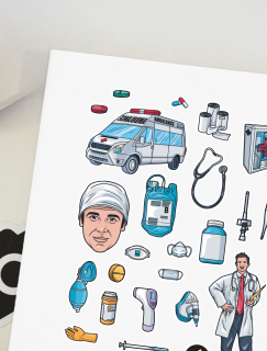Doktorun Dünyası Tasarımlı A4 Kağıt 24'lü Yetişkin Sticker Seti