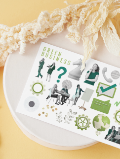 Green Business Ekonomi Tasarımlı A4 Kağıt 20'li Yetişkin Sticker Seti