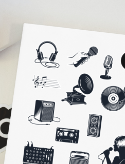 Müzisyenin Günlüğü Tasarımlı A4 Kağıt 13'lü Sticker Seti