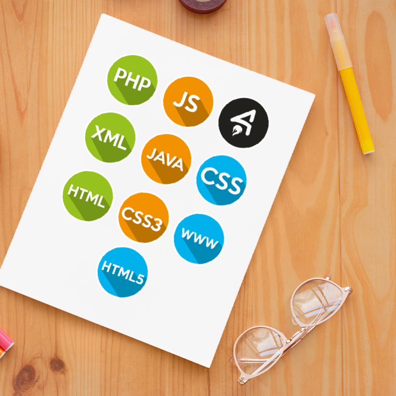 Yazılım Dilleri Yetişkin A4 Kağıt 9'lu Sticker Seti
