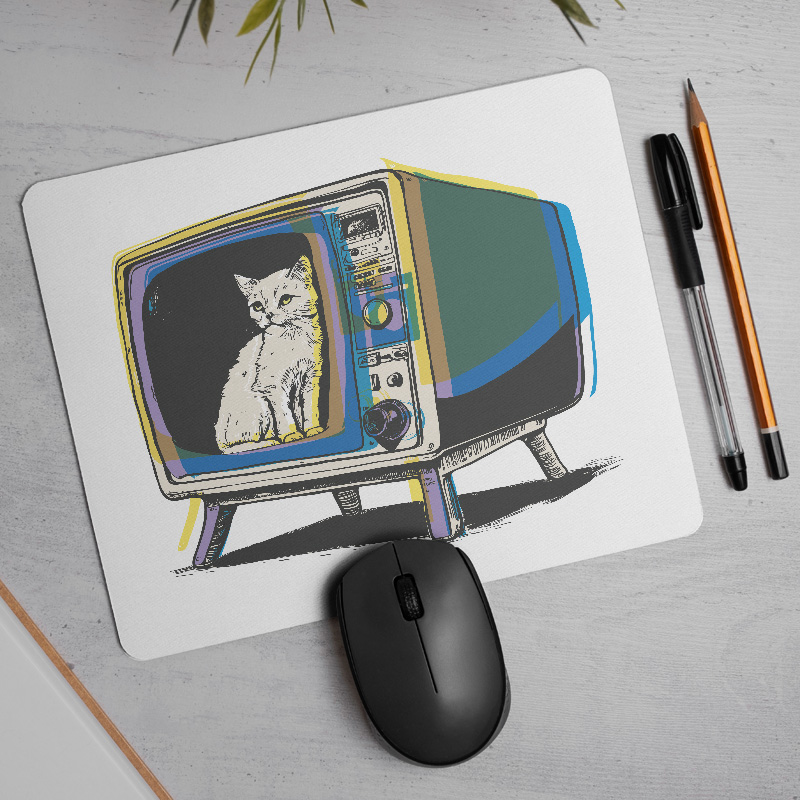 Retro TV Cat Tasarımlı Mousepad