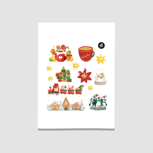 Yeni Yıl Keyfi Tasarımlı A4 Kağıt 12'lİ Çocuk Sticker Seti