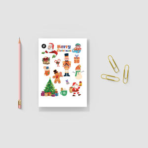 Yeni Yıl Coşkusu Tasarımlı A4 Kağıt 15'li Çocuk Sticker Seti