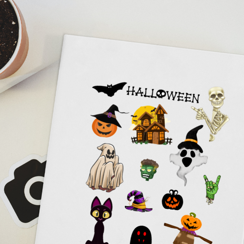 Halloween Party Tasarımlı A4 Kağıt 14'lü Yetişkin Sticker Seti