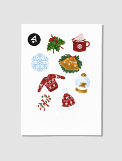 Yılbaşı Özel Koleksiyonu Kış Masalı A4 Kağıt 8'li Sticker Seti