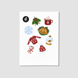 Yılbaşı Özel Koleksiyonu Kış Masalı A4 Kağıt 8'li Sticker Seti