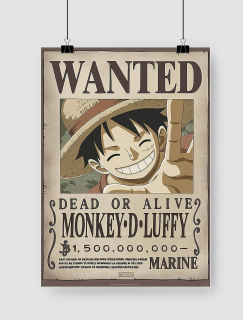Wanted Monkey D. Luffy Tasarımlı A3 Poster