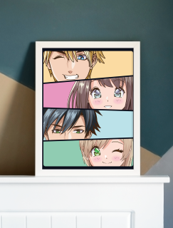 Anime Stil Genç Yüzler Tasarımlı A3 Poster