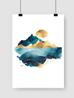 Suluboya Altın Ada Tasarımlı A3 Poster
