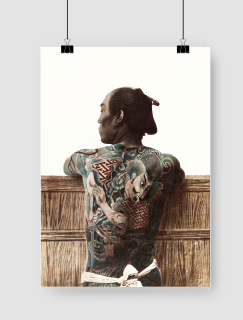 Dövmeli Adam (1870-1890) Kusakabe Kimbei Dijital Baskı A3 Poster