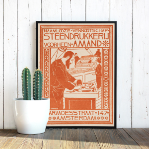 Advertentie van Steendrukkerij voorheen Amand (1880–1928), Johann Georg van Caspel Dijital Baskı A3 Poster