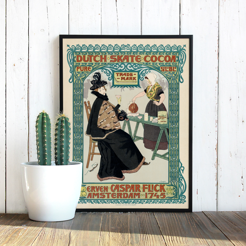 Dutch Skate Cocoa (1897) Johann Georg van Caspel Dijital Baskı A3 Poster