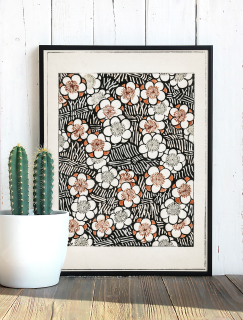 Floral Pattern, Shin Bijutsukai Dijital Baskı A3 Poster