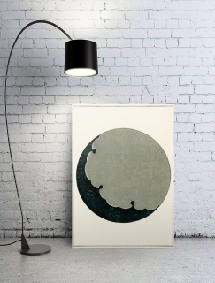 Moon Illustration, Shin Bijutsukai Dijital Baskı A3 Poster