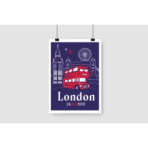 London Şehir Turu Tasarımlı A3 Poster