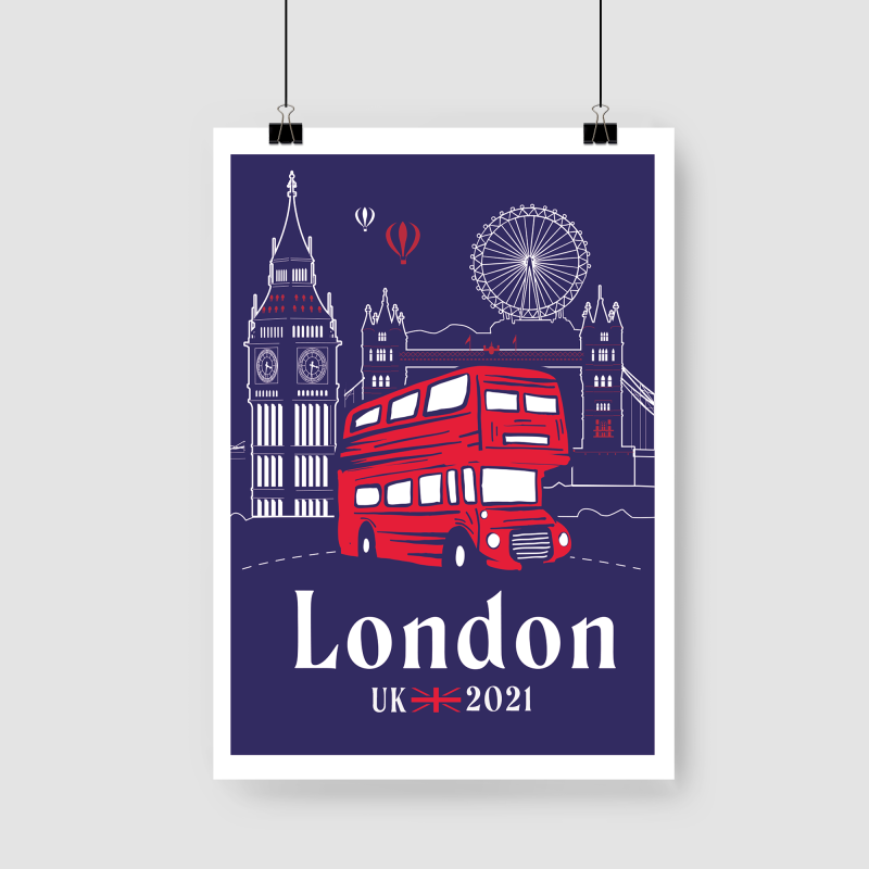 London Şehir Turu Tasarımlı A3 Poster