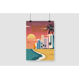 Miami Temalı A3 Poster