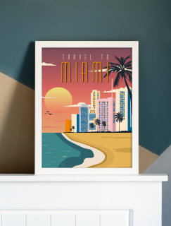 Miami Temalı A3 Poster