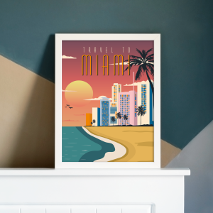 Miami Temalı A3 Poster