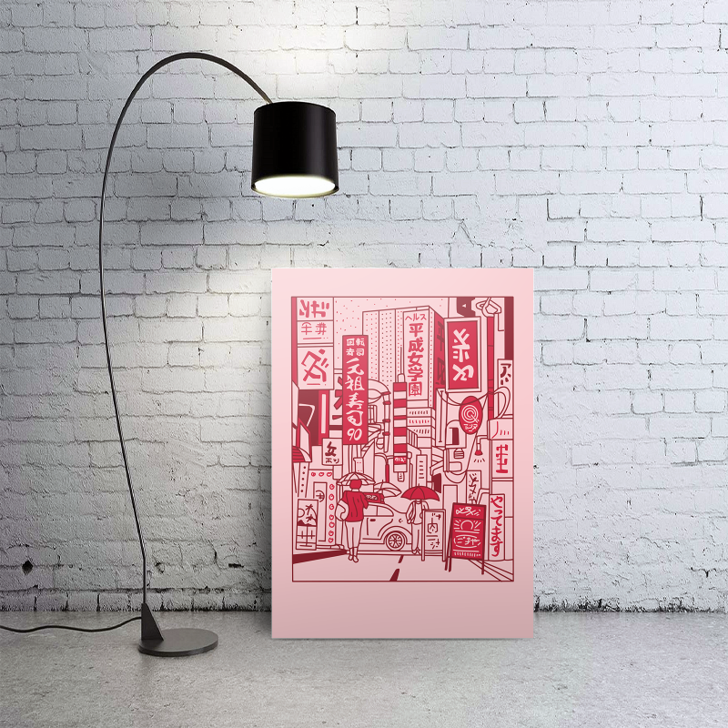 Pembe Tokyo Tasarımlı A3 Poster