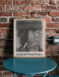 Oppenheimer Filmi Siyah Beyaz Eskitme Tasarımlı A3 Poster