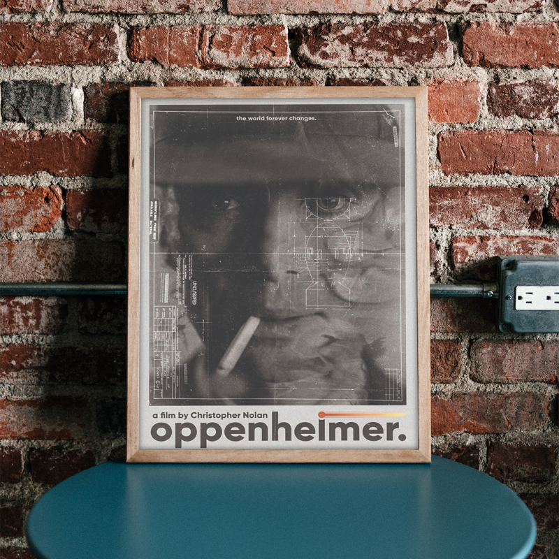Oppenheimer Filmi Siyah Beyaz Eskitme Tasarımlı A3 Poster