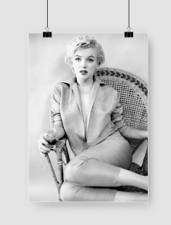 Siyah Beyaz Marilyn Monroe Portre A3 Poster