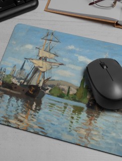 Claude Monet'nin Rouen'de Seine Nehri'nde Giden Gemileri (1872-1873) Tasarımlı Mousepad