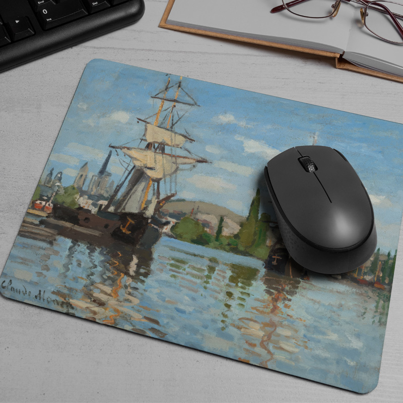 Claude Monet'nin Rouen'de Seine Nehri'nde Giden Gemileri (1872-1873) Tasarımlı Mousepad