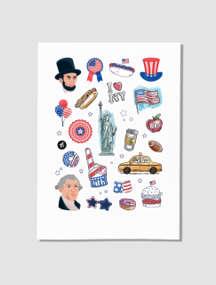 American Dream Tasarımlı A4 30'lu Yetişkin Sticker Seti