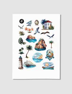 Egede Bir Ada Tasarımlı A4 20'li Yetişkin Sticker Seti