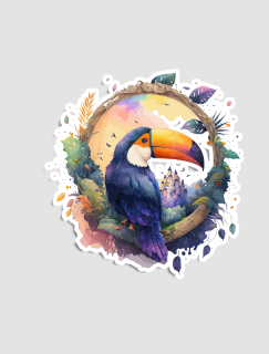 Renkler İçinde Papağan Tasarımlı Sticker