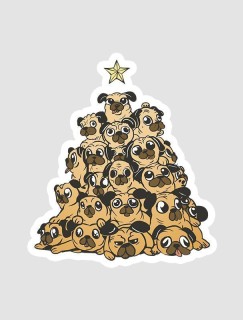 Köpeklerden Oluşan Yılbaşı Ağacı Stickerı