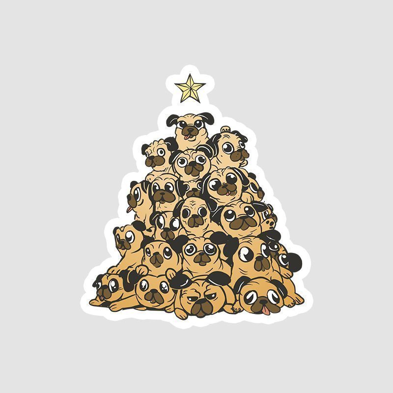 Köpeklerden Oluşan Yılbaşı Ağacı Stickerı